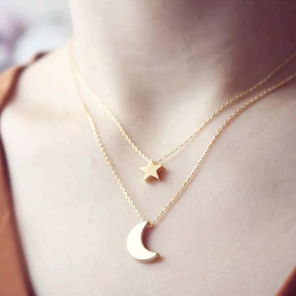 🎉5/$25🎉 Boho Star & Moon Multi Layered Necklace - Picture 6 of 8